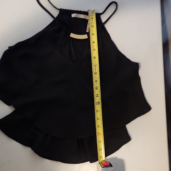 Black Asymmetrical Tiered Camisole With Gold Piece In Front - Picture 5 of 5